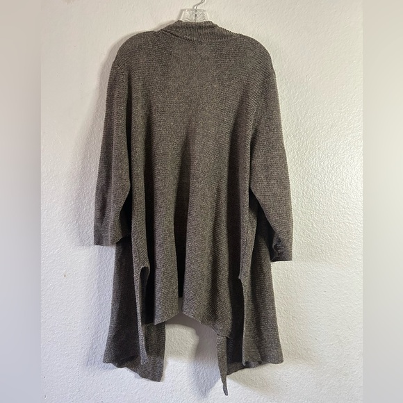 Eileen Fisher Gray Asymmetrical Cardigan Sweater 3x Linen Brown Multi Tonal Mesh - Picture 2 of 13